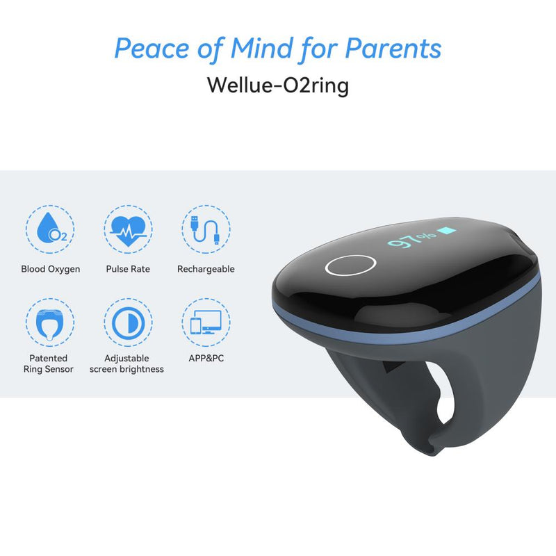 O2ring Sleep Monitoring Ring Bluetooth USB Rechargeable Professional Pulse Oximeter Vibrates Reminder