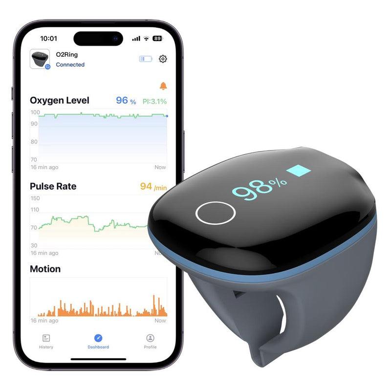 O2ring Sleep Monitoring Ring Bluetooth USB Rechargeable Professional Pulse Oximeter Vibrates Reminder