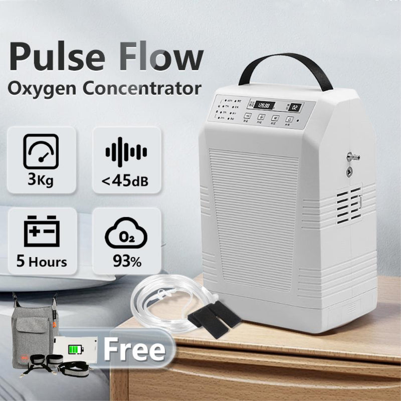 Oxygen Concentrator Portable 1-5L/min Rechargeable Oxygen Machine 95% Oxygen Content