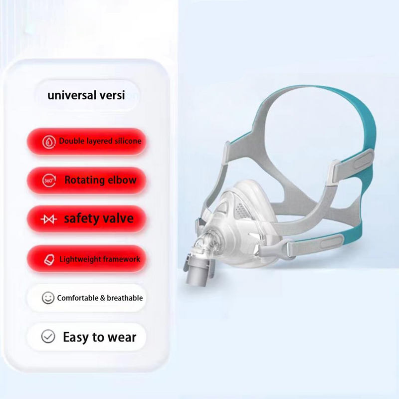 Universal Replacement Full Face Set, Assembly Kit Includes Headgear, Frame, Silicone Cushion and Elbows