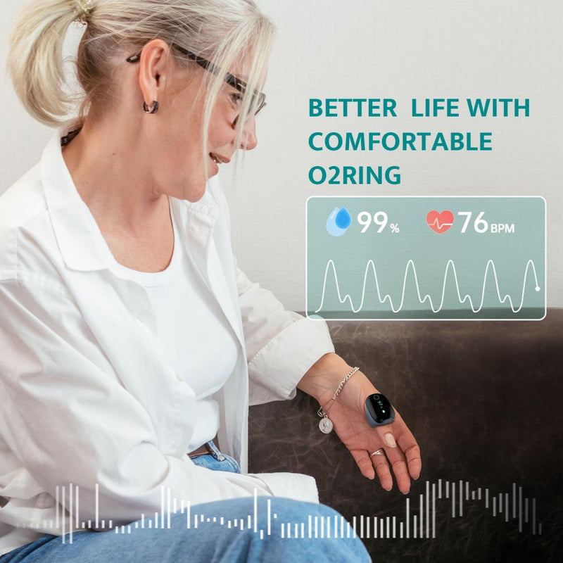 O2ring Sleep Monitoring Ring Bluetooth USB Rechargeable Professional Pulse Oximeter Vibrates Reminder