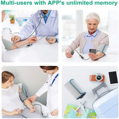 Ultra Portable Wireless Bluetooth Upper Arm Blood Pressure Monitor Large Cuff Multi-User