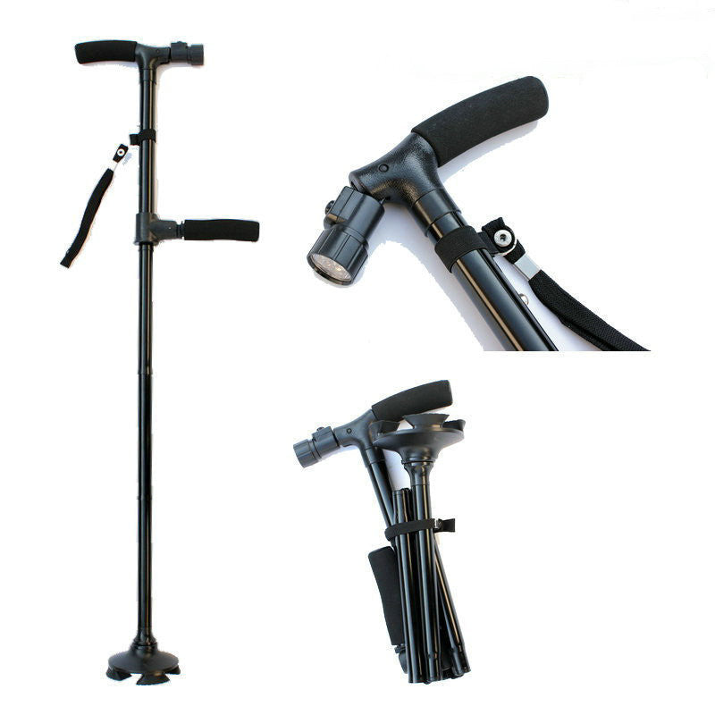 Collapsible Telescopic Cane Folding Crutch LED Lightweight Safety  for The Elder Parents