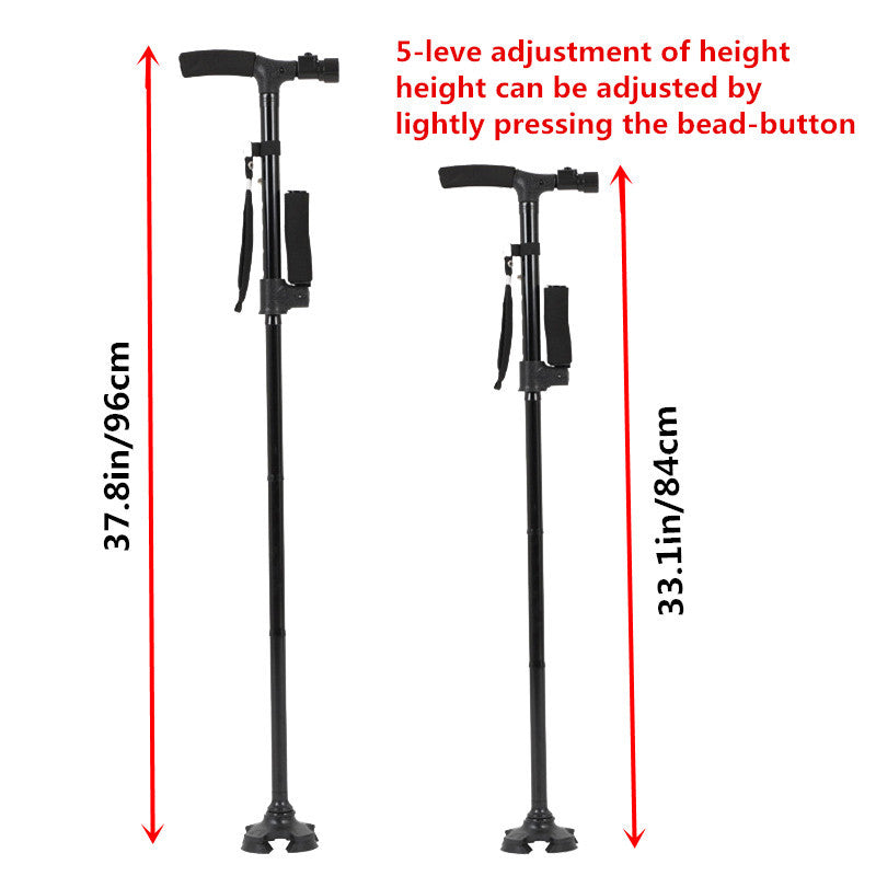 Collapsible Telescopic Cane Folding Crutch LED Lightweight Safety  for The Elder Parents