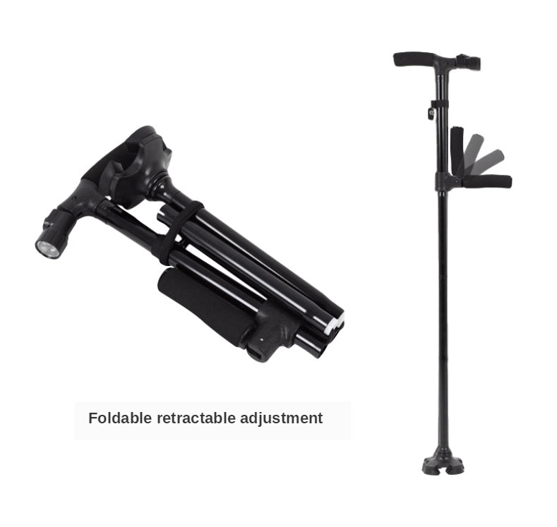 Collapsible Telescopic Cane Folding Crutch LED Lightweight Safety  for The Elder Parents