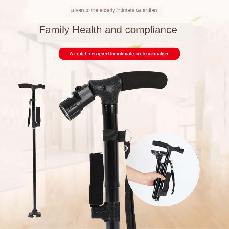 Collapsible Telescopic Cane Folding Crutch LED Lightweight Safety  for The Elder Parents